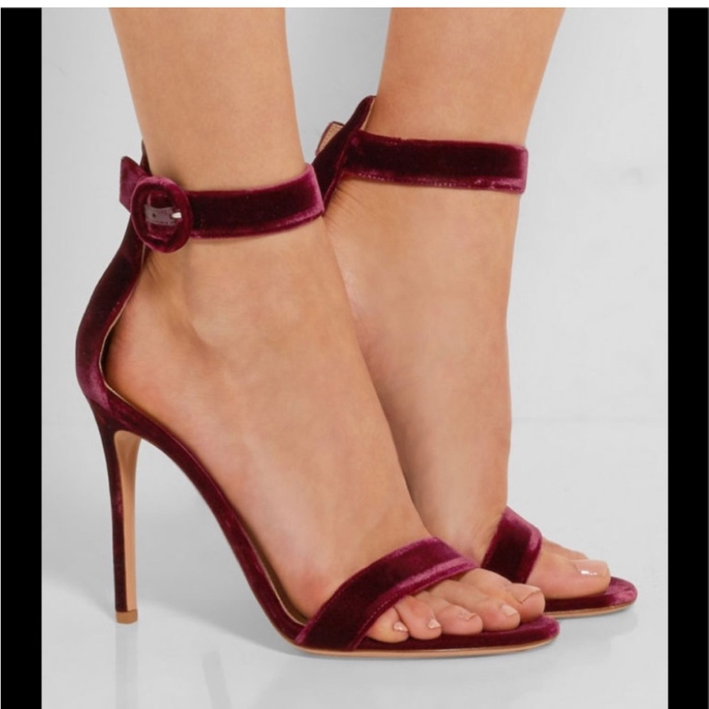 GIANVITO ROSSI Velvet heel sandals 37.5